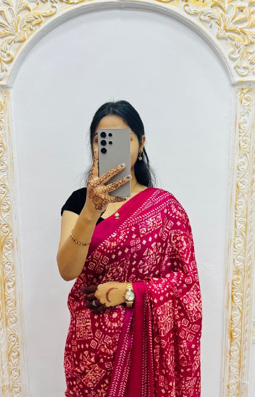 Rani Original Silk Ajrakh Rich Pallu With Contrast Blouse Saree