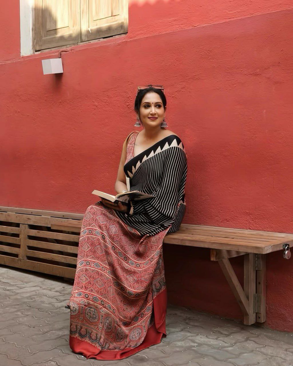 Black Gajji Silk Ajrakh Print Border With Ajrakh Rich Pallu Saree