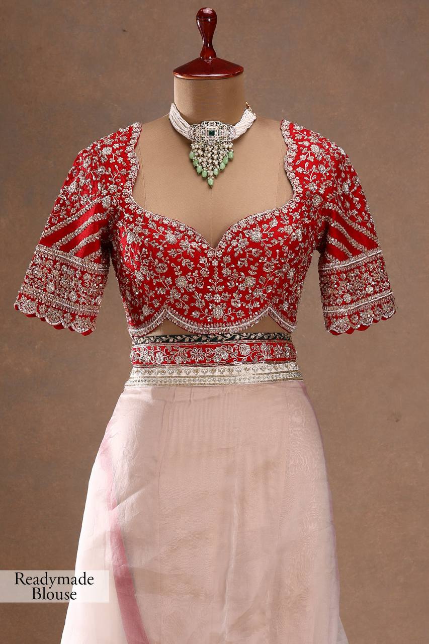 White Beautiful Dual Sequence And Cording Embroidery Work Saree