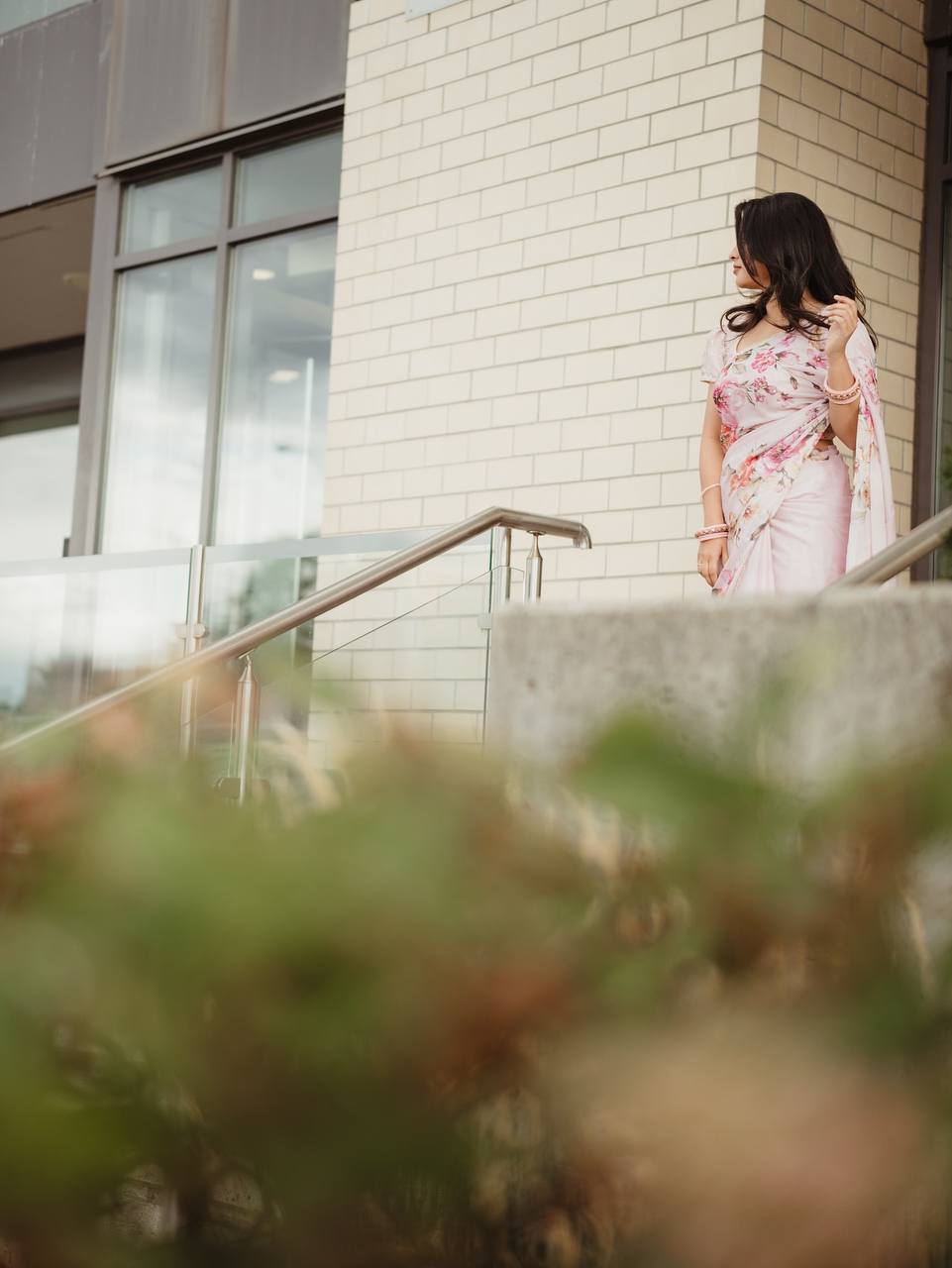 Pink Soft Silk Beautiful Floral Print Designer Saree