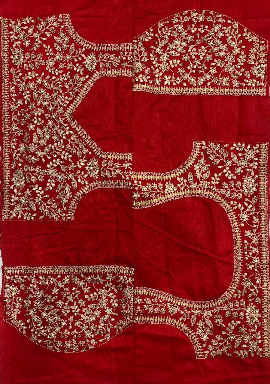 Red Embroidery Work In Banglori Silk Stunning Sequence Saree
