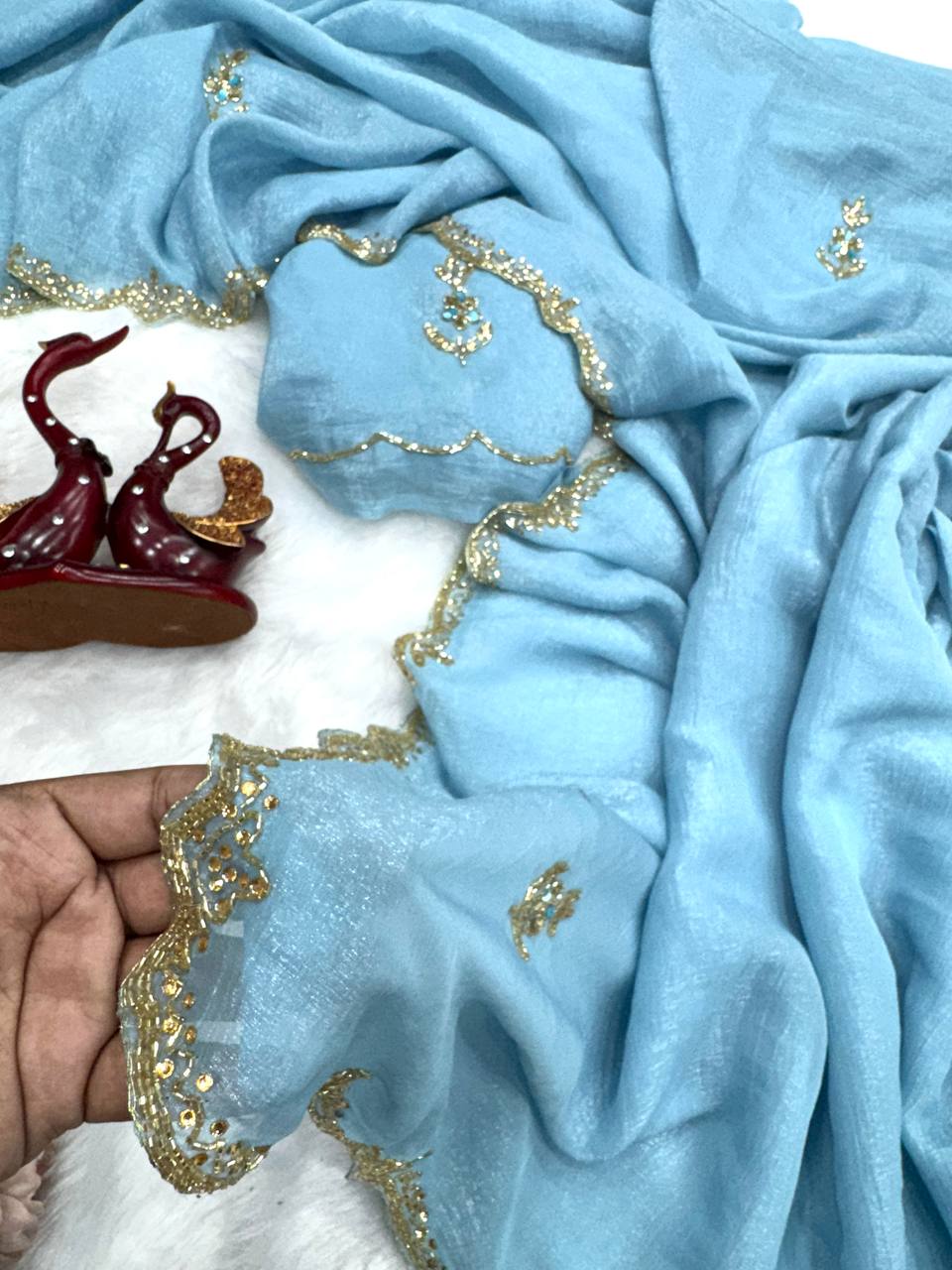 Sky Diamond Hand Work Beautiful And Captivating Designer Saree