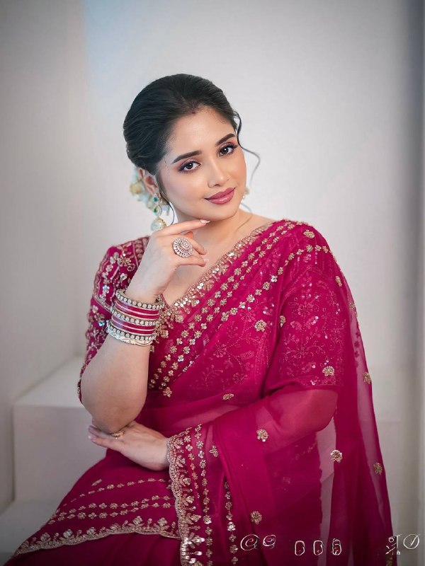 Pink Sequance And Zari Embroidery Work Gold Designer Saree