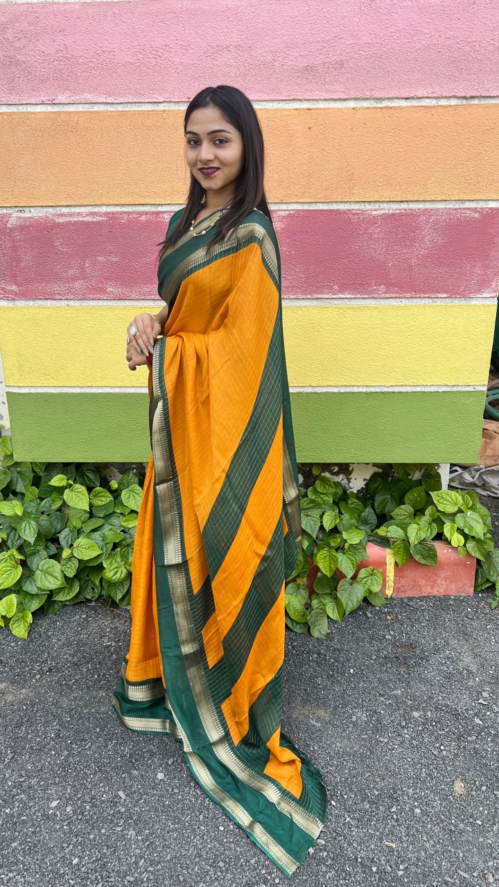 Musterd Marshmallow With Elegant Kolam Print Premium Saree