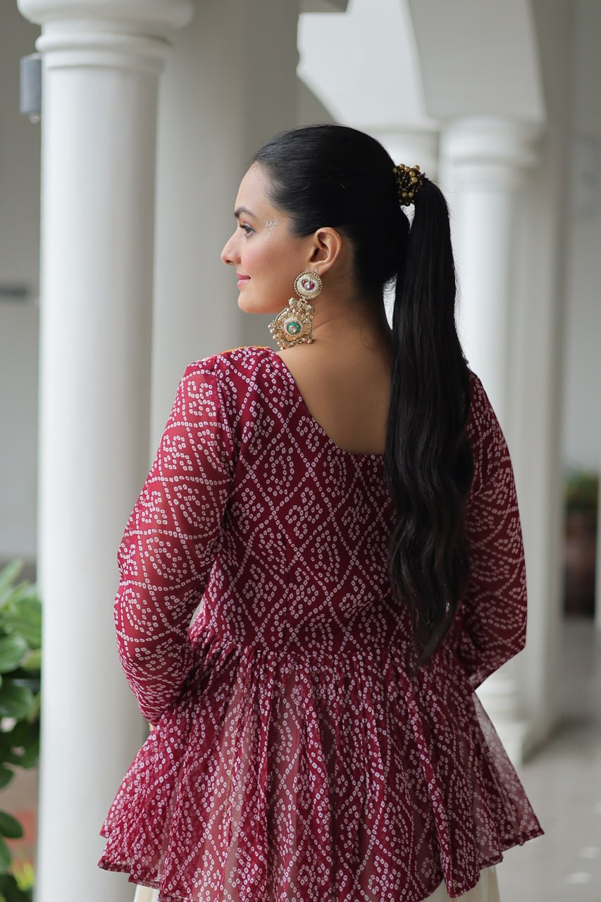 Maroon Attractive Gota Patti Lace Navratri Special Lehenga