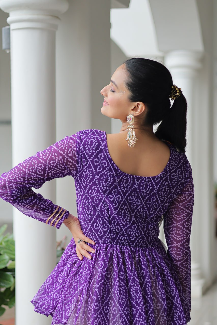 Lavender Attractive Gota Patti Lace Navratri Special Lehenga