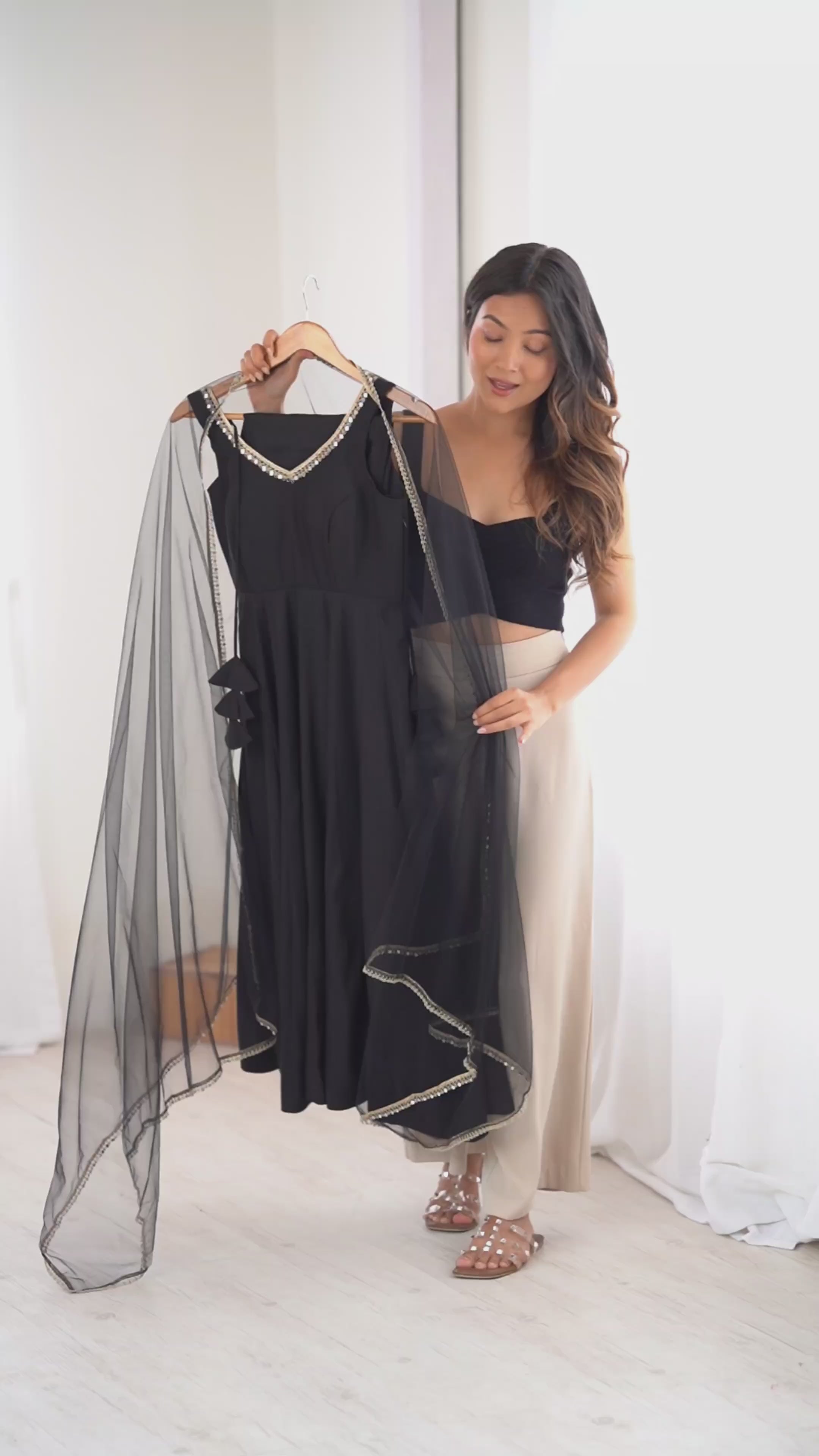 Black Color Wedding Chanderi Fabric Anarkali Suit